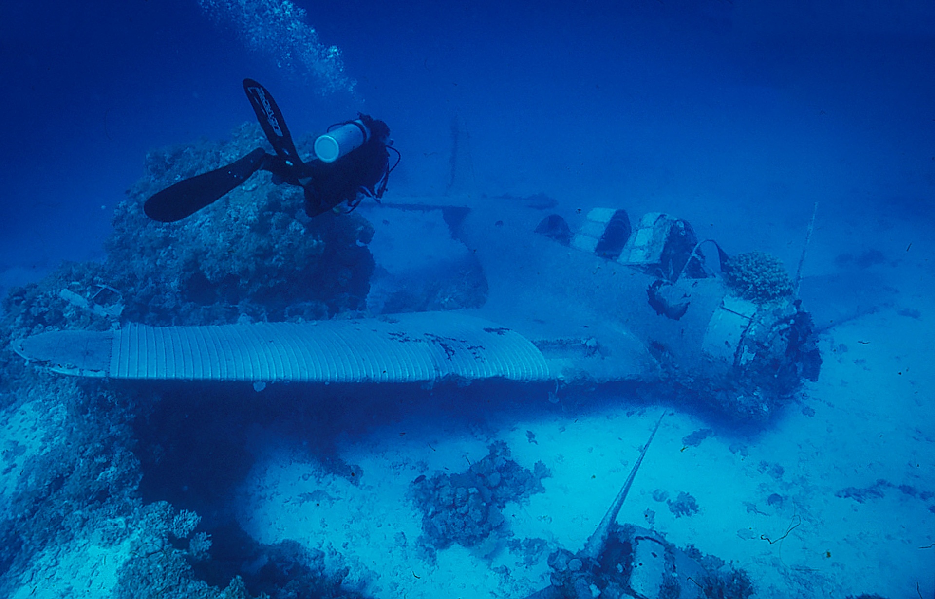 Douglas Devastator on the lagoon floor at Jaluit Atoll